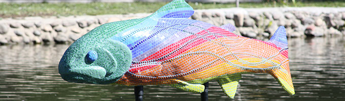 Rainbow Tree Trout Sculpture