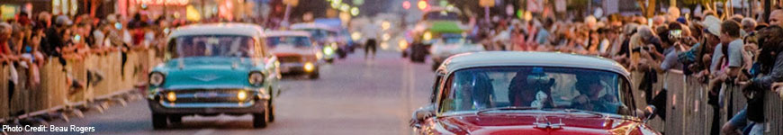 Classic vehicles on Virginia St. at Hot August Nights