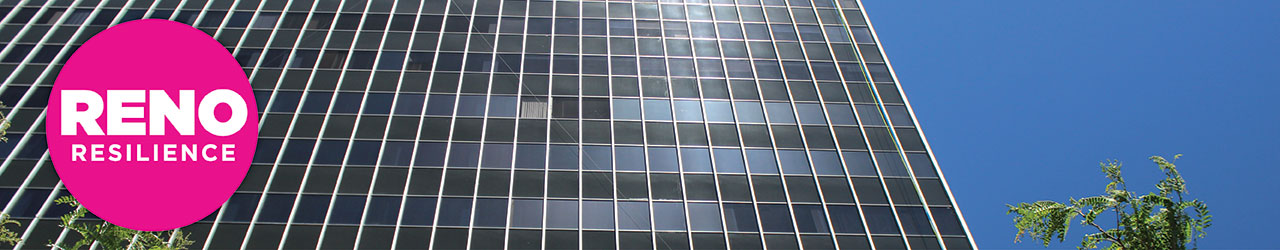 City Hall building with Reno Resilience logo on top of image