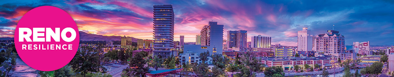 City Skyline with Reno Resilience logo on top of image