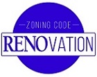 Logo with blue circle with zoning code and RENOvation banner