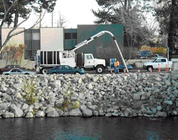 Sewer Truck Near River