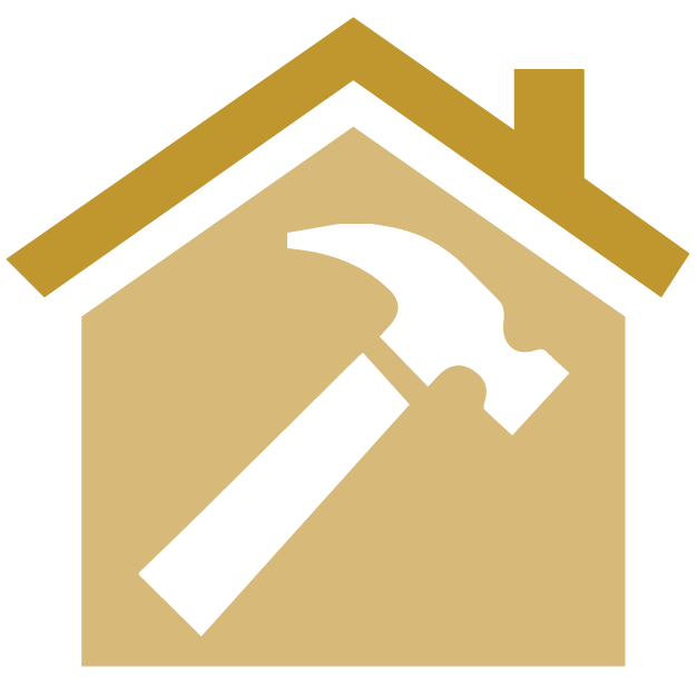 House icon with hammer inside