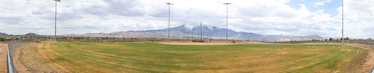 Panorama view of Mayors Park baseball field