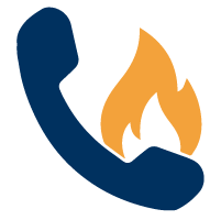 Icon of a phone and fire