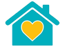 Icon of a house with a heart in the middle