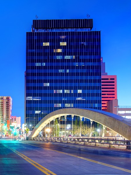 City Hall at Night with view of Virginia Street Bridge