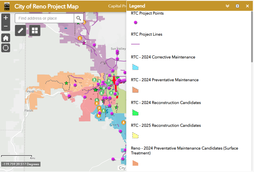 Reno Capital Project Map