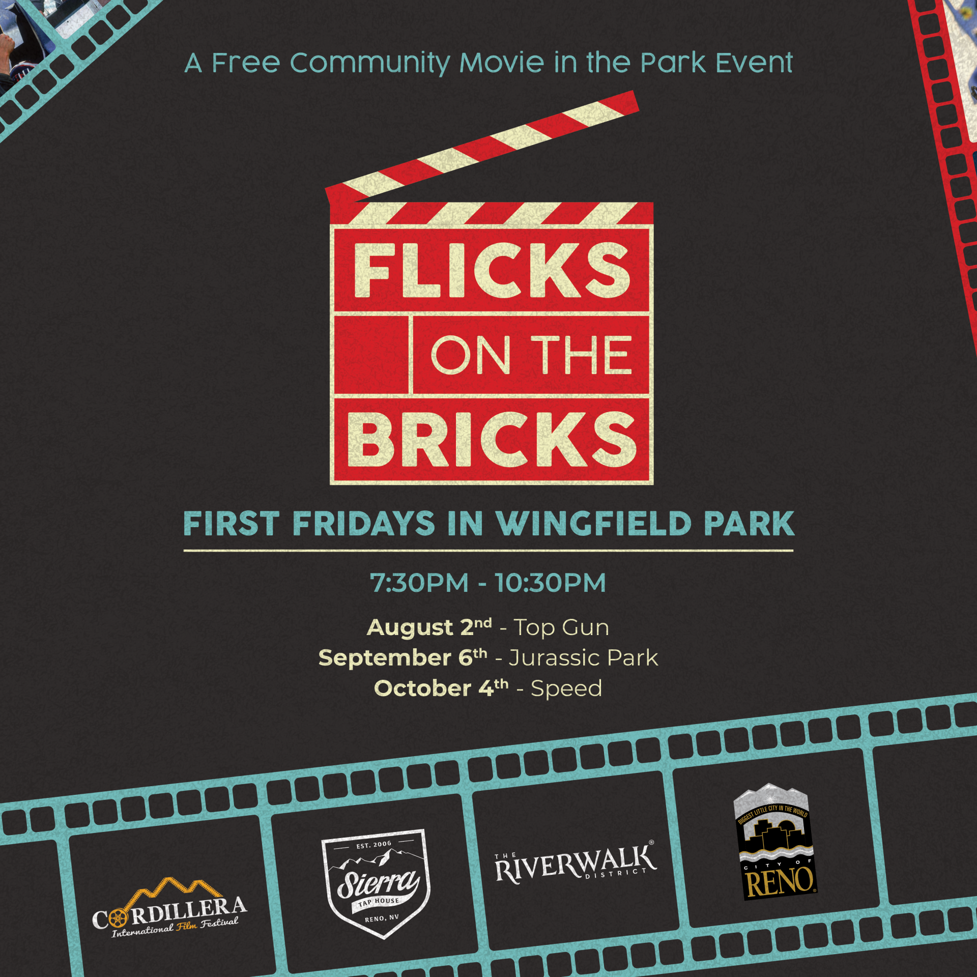 Flicks on the Bricks informational poster 