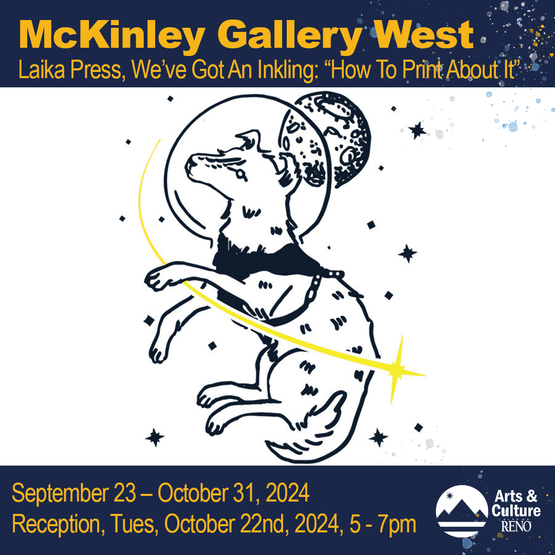 image of a dog floating in space with information about gallery exhibition