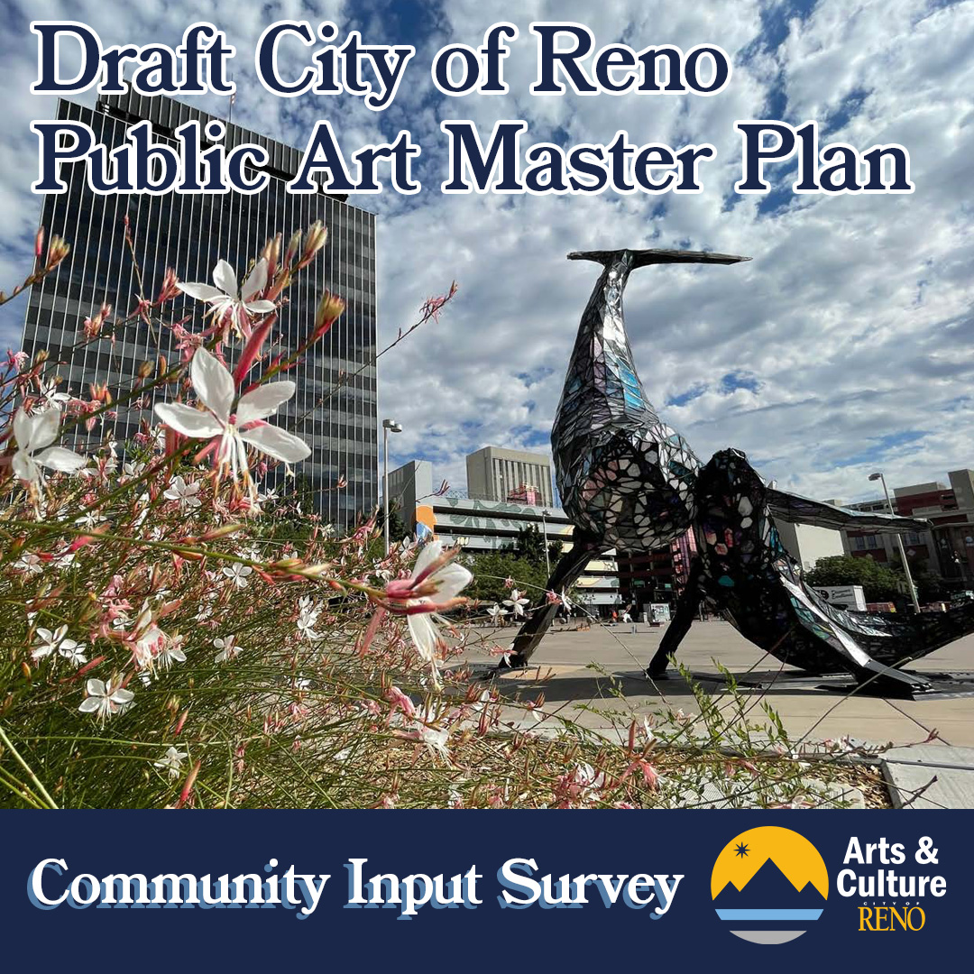 image of Reno City Hall and Space Whale Art with Reno Public Art Master Plan Text